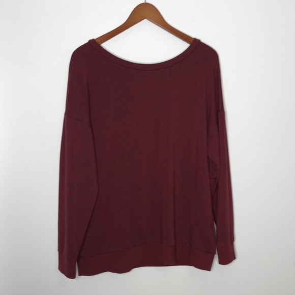 ALYA | Oversized Maroon Lace Up Sweatshirt Size XS - Picture 2 of 5